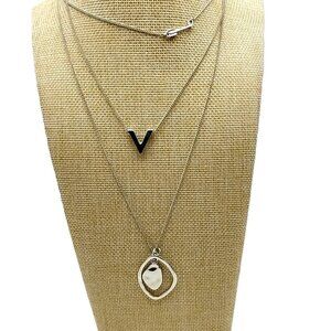 Vintage Aero 1987 Layered Chain Necklace Set Y2K Aeropostale Silver Tone Pendant